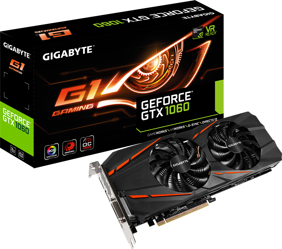 Gigabyte GeForce GTX 1060 G1 Gaming 3G mit Verpackung - Bild: Gigabyte