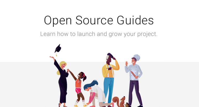 Startseite der Open Source Guides mit illustrierten Figuren - Bild: GitHub