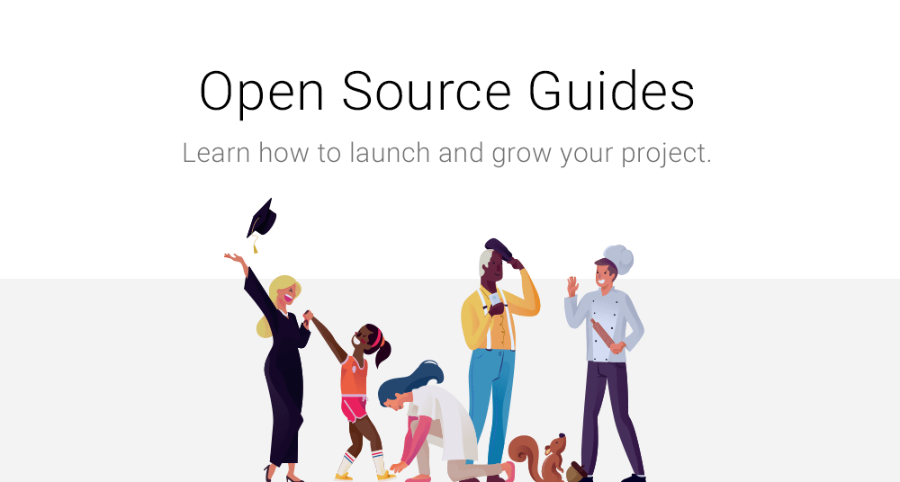 Startseite der Open Source Guides mit illustrierten Figuren - Bild: GitHub