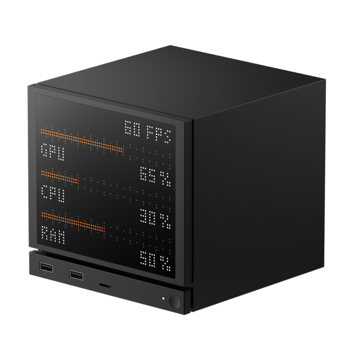 JSAUX Steam Machine – Pixel-Matrix-Frontblende Steam Machine mit JSAUX-Pixelanzeige für FPS sowie CPU- und GPU-Auslastung