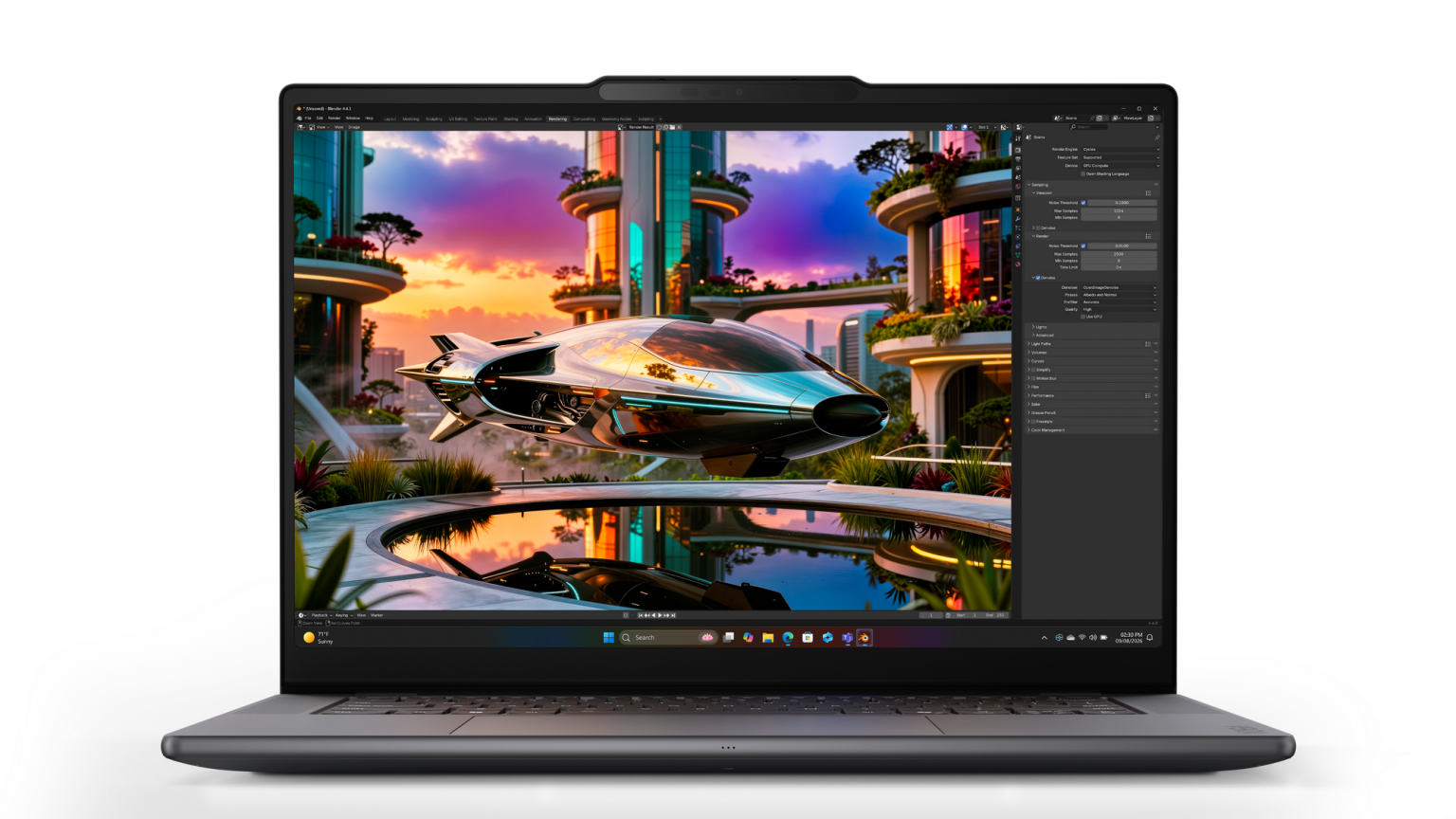 Lenovo Yoga Pro 9n mit einer 3D-Szene auf dem Bildschirm