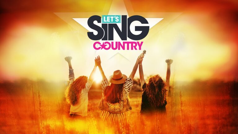 Drei singende Personen vor dem Logo von Let’s Sing Country