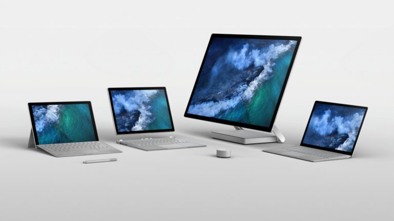 Microsoft Surface Studio mit Studio-Scharnier und großem Touchdisplay
