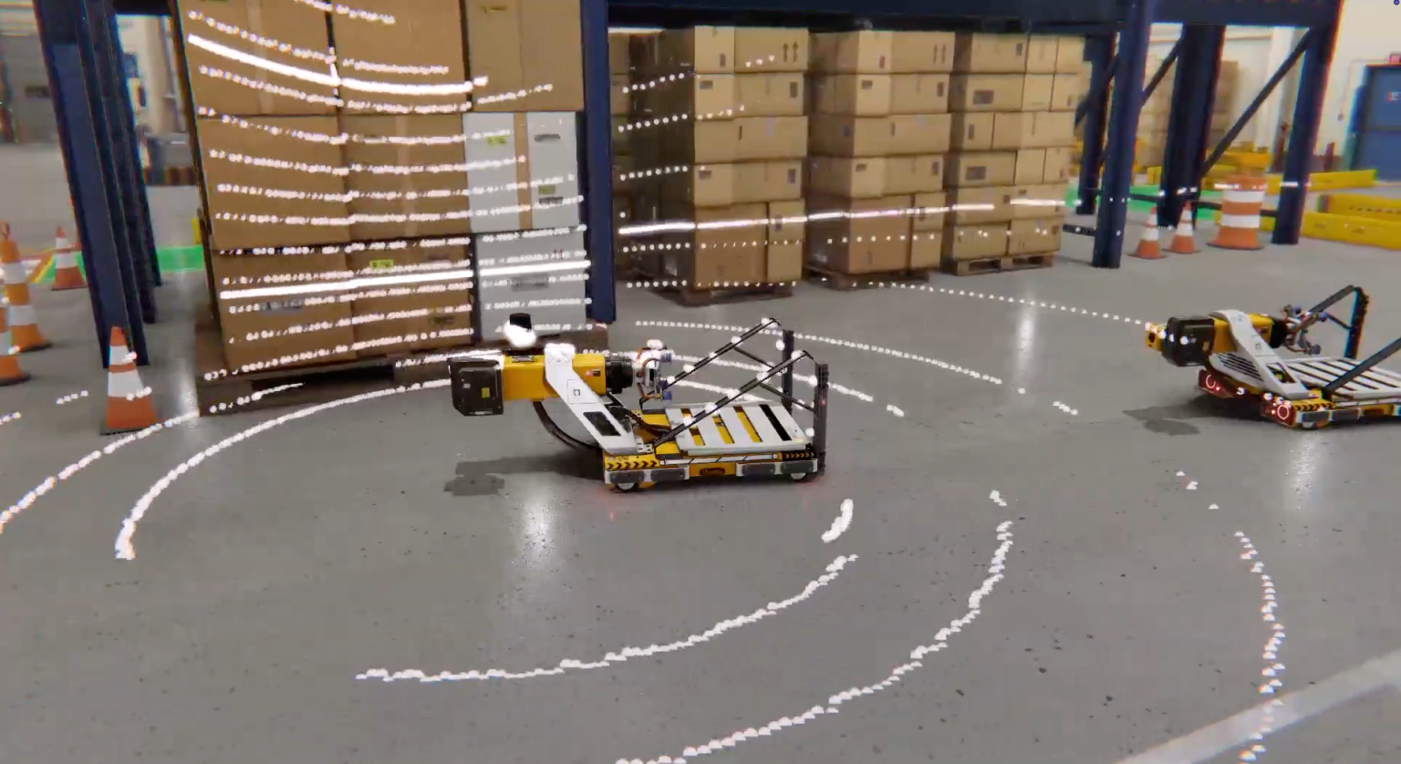Robotiksimulation in einer Lagerumgebung mit Unity Simulation Pro - Bild: Unity