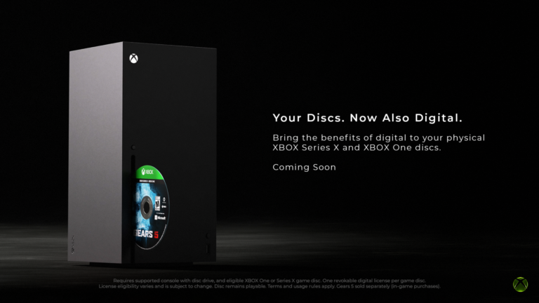 Xbox Series X mit Gears-5-Disc im offiziellen Motiv zum Disc-to-Digital-Test vom August 2026 - Bild: Microsoft / Xbox Wire