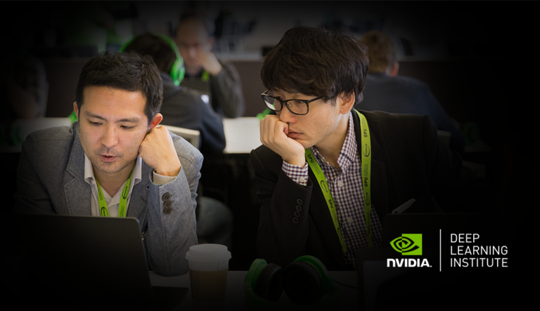 Begleitmotiv des NVIDIA Deep Learning Institute mit Teilnehmenden an Laptops - Bild: NVIDIA