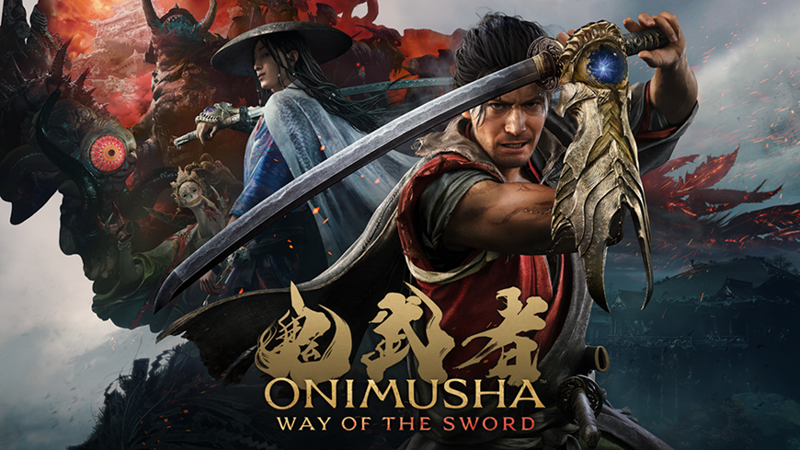 Miyamoto Musashi mit gezogenem Schwert auf dem Keyart zu Onimusha: Way of the Sword