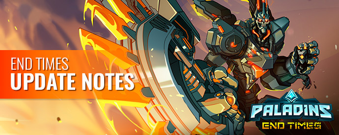 Paladins-End-Times-Motiv mit gepanzertem Charakter und Schriftzug