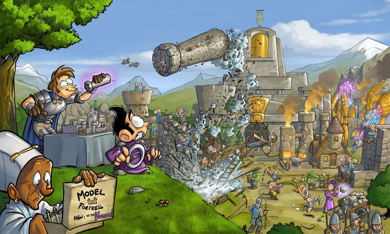 Shakes & Fidget mit zerstörter Festung