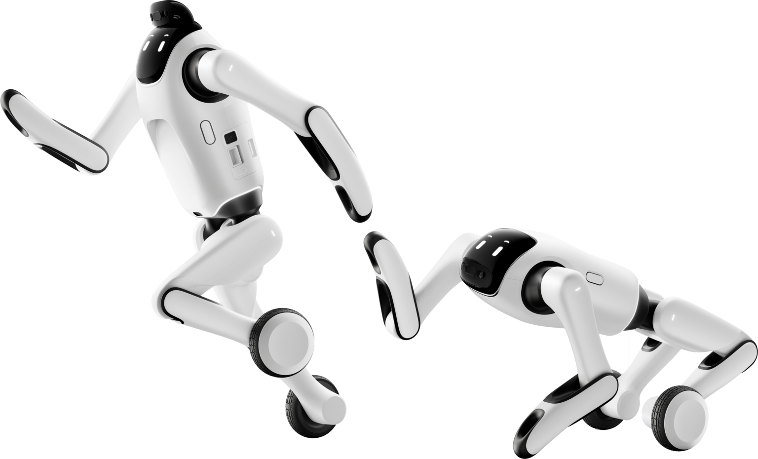 PrimeBOT T1 im aufrechten Zweiradmodus und im Vierbeinmodus - Bild: PrimeBOT