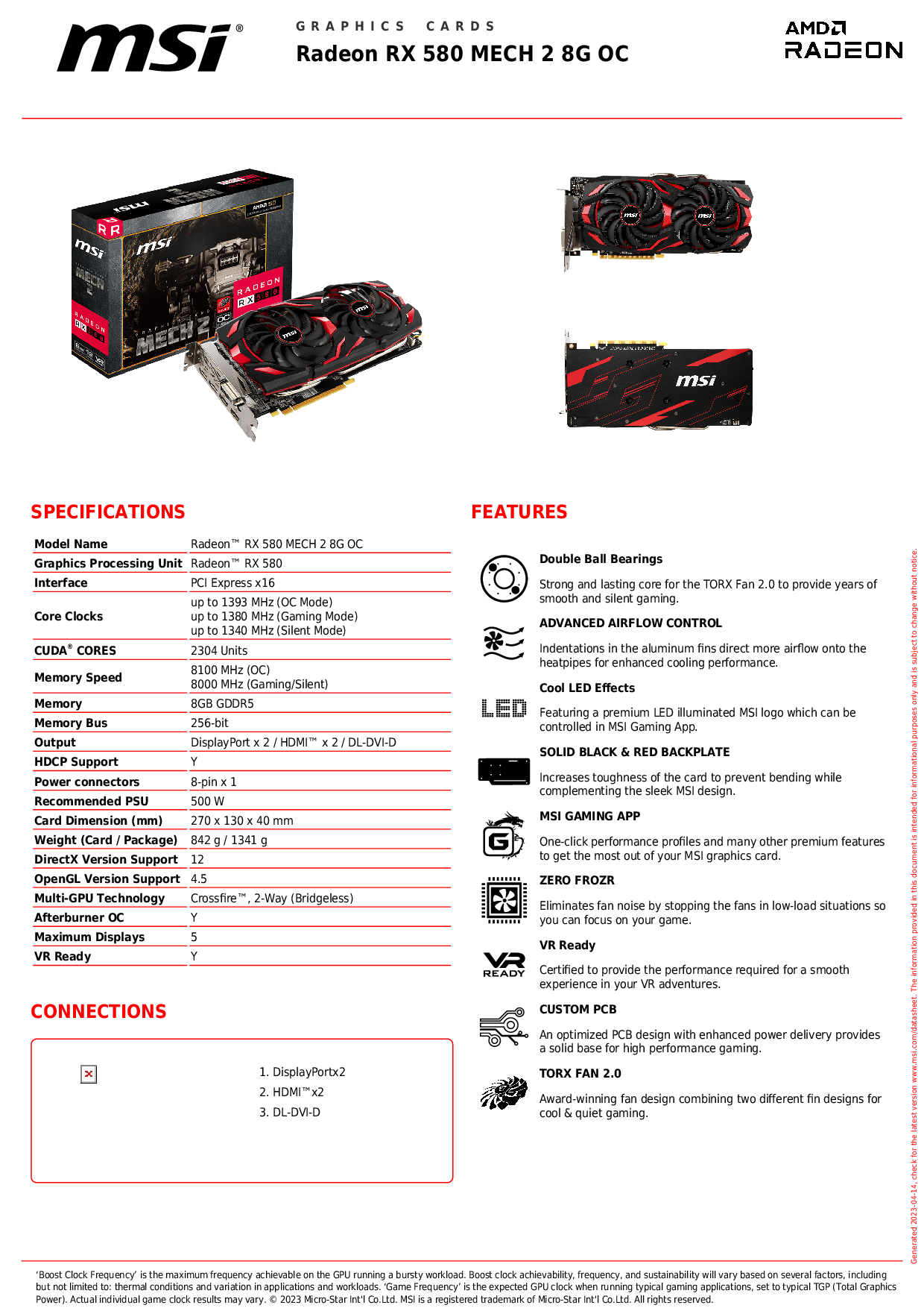 MSI Radeon RX 580 MECH 2 8G OC mit Verpackung und Grafikkarte - Bild: MSI