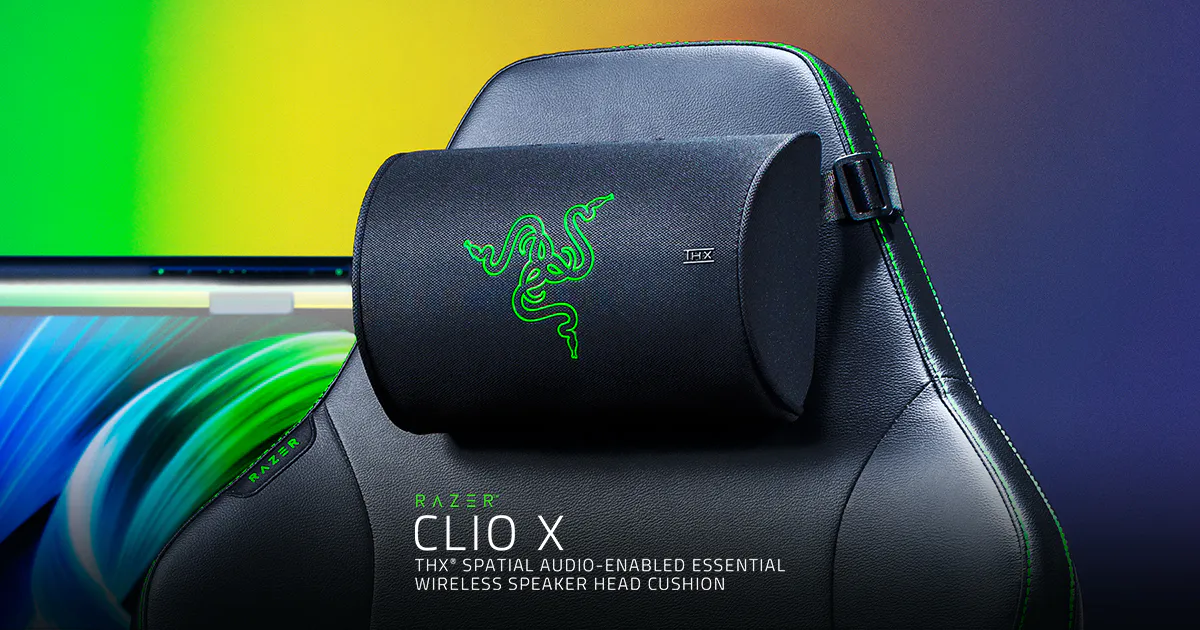Razer Clio X an der Kopfstütze eines Gaming-Stuhls - Bild: Razer