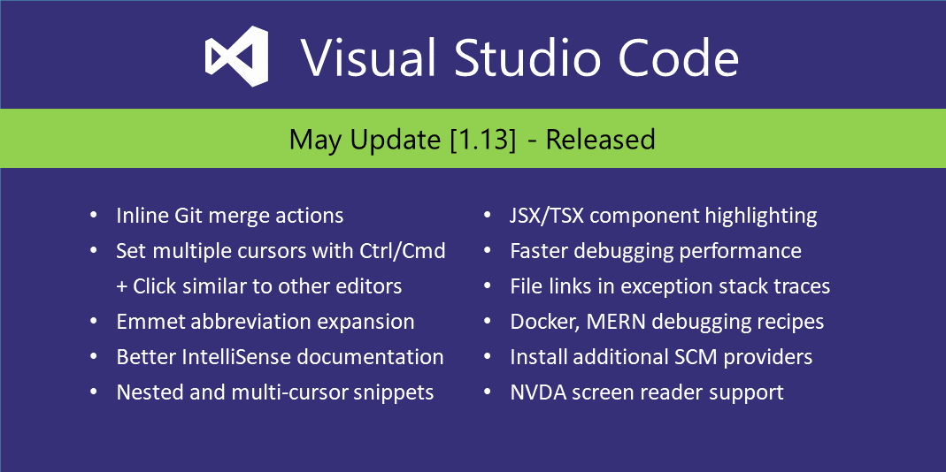 Visual Studio Code 1.13 mit den Release Highlights