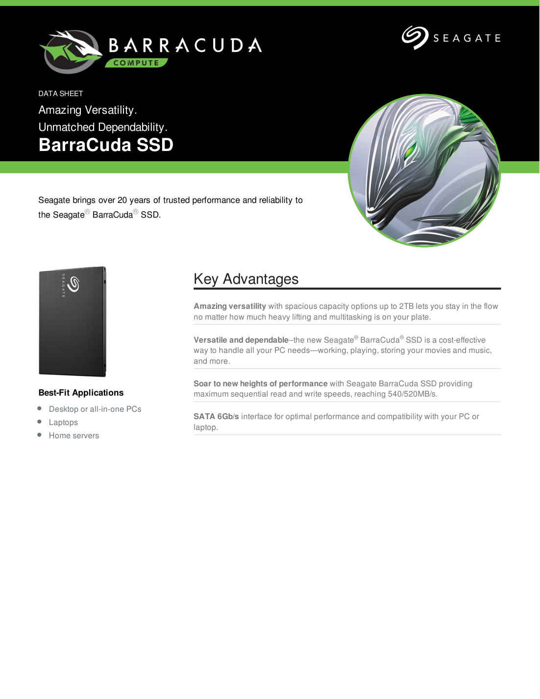 Seagate BarraCuda SSD im offiziellen Datenblatt - Bild: Seagate