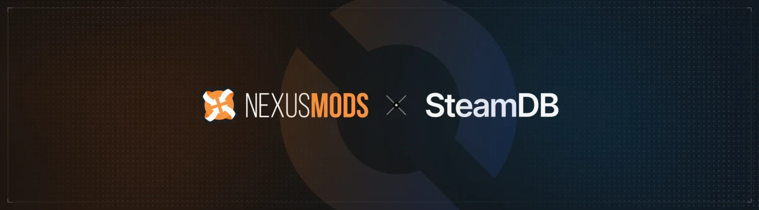 Logos von SteamDB und Nexus Mods auf einem gemeinsamen Ankündigungsbild