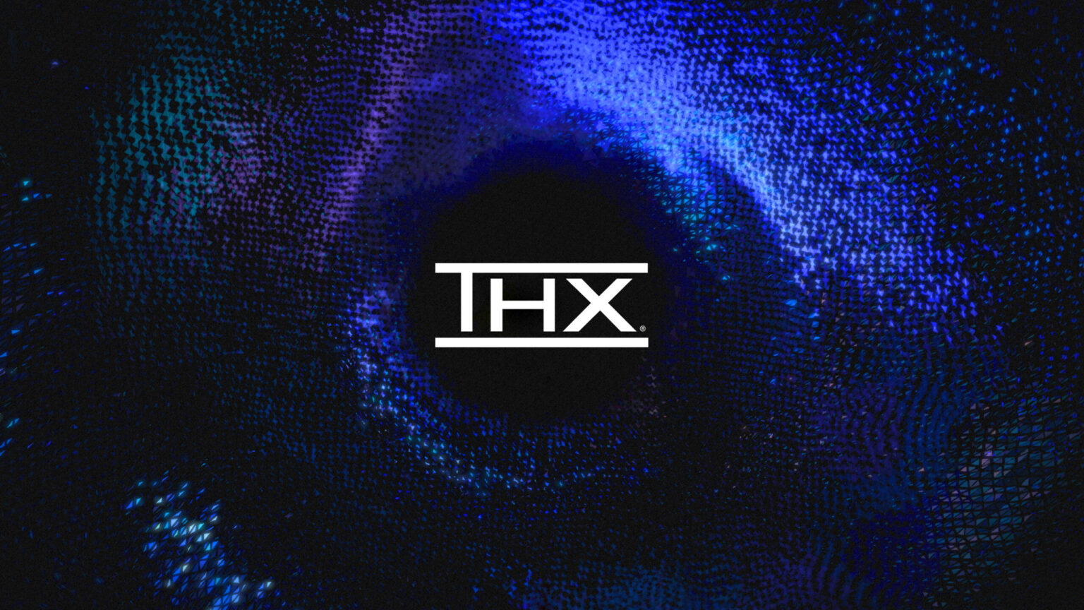 THX-Logo auf einer abstrakten blauen Markengrafik - Bild: THX