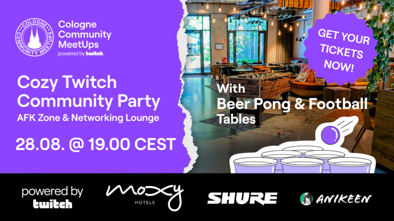 Veranstaltungsmotiv der Cozy Twitch Community Party 2026 im Moxy Köln - Bild: Anikeen / Cologne Community MeetUps