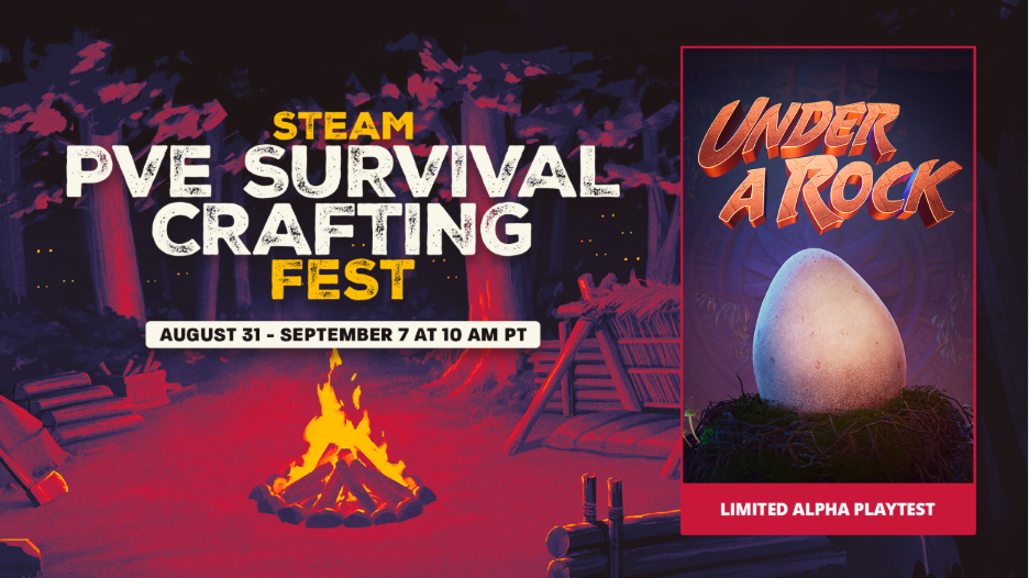 Grafik zum zeitlich begrenzten Under-a-Rock-Playtest beim Steam Survival Crafting Fest