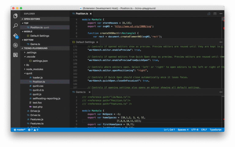 Visual Studio Code 1.7 mit horizontal angeordneten Editorgruppen - Bild: Microsoft