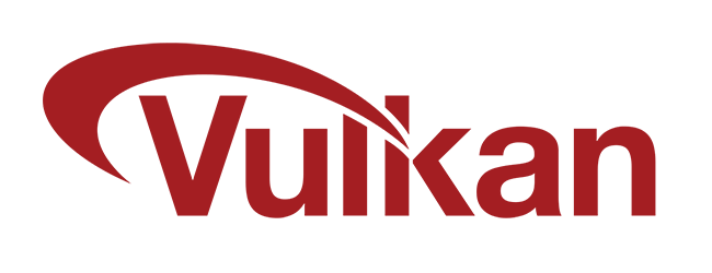 Rotes Vulkan-Logo mit Markenzeichen auf transparentem Hintergrund.
