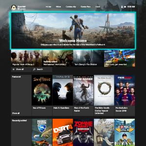 Xbox Game Pass Registerkarte im Xbox-One-Dashboard