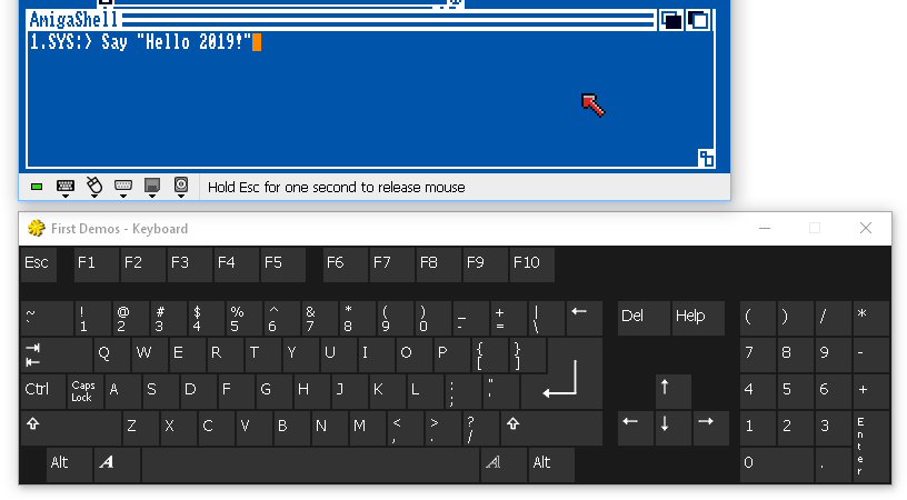 Amiga Forever 8 mit AmigaShell und virtueller Bildschirmtastatur - Bild: Cloanto / Amiga Forever
