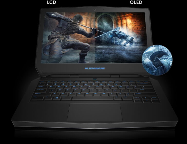 Alienware 13: offizielles LCD-OLED-Vergleichsmotiv, keine unabhängige Messung - Bild: Dell