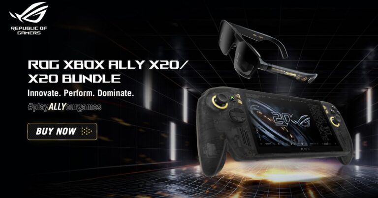 ROG Xbox Ally X20 und XREAL R1 Edition 20 auf dem offiziellen Startmotiv - Bild: ASUS