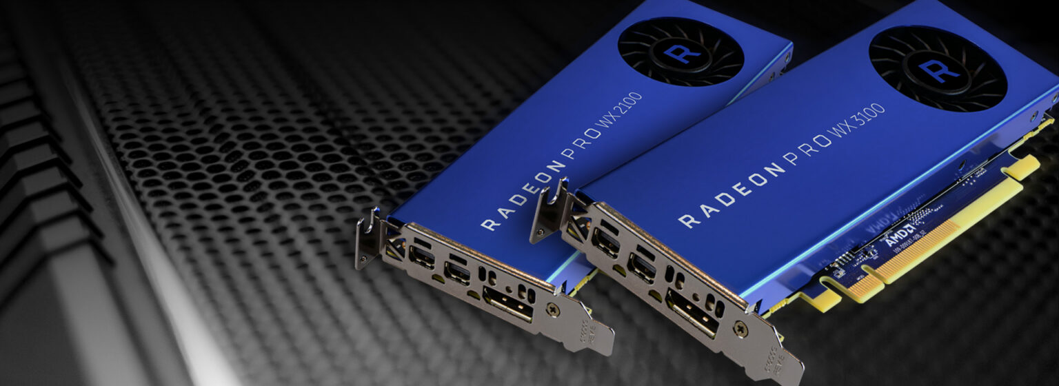 Radeon Pro WX 2100 und WX 3100 auf AMDs offiziellem Ankündigungsmotiv vom Juni 2017 - Bild: AMD