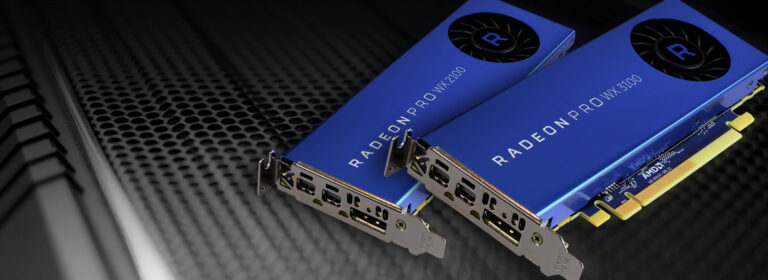 Radeon Pro WX 2100 und WX 3100 auf AMDs offiziellem Ankündigungsmotiv vom Juni 2017 - Bild: AMD