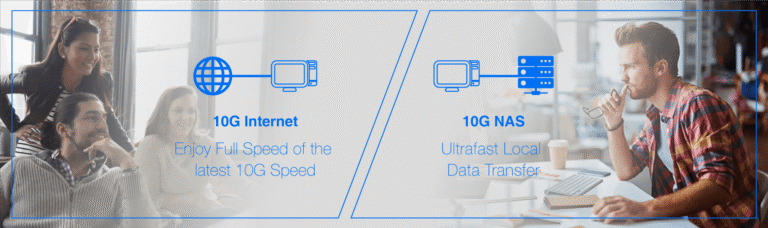 Offizielles ASUS-Motiv zu Netzwerk-Anwendungen mit 10-Gigabit-Verbindungen, Illustration und kein eigener Geschwindigkeitstest - Bild: ASUS