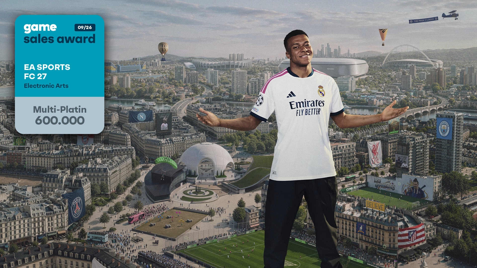 game Sales Award in Multi-Platin für EA Sports FC 27 im September 2026 - Bild: game / Electronic Arts