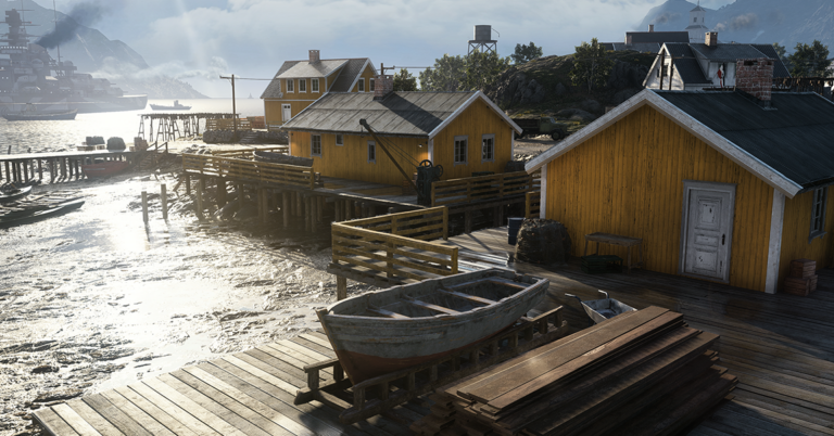 Kampfszene aus Battlefield V, Kapitel 4, auf den Lofoten-Inseln - Bild: Electronic Arts / DICE