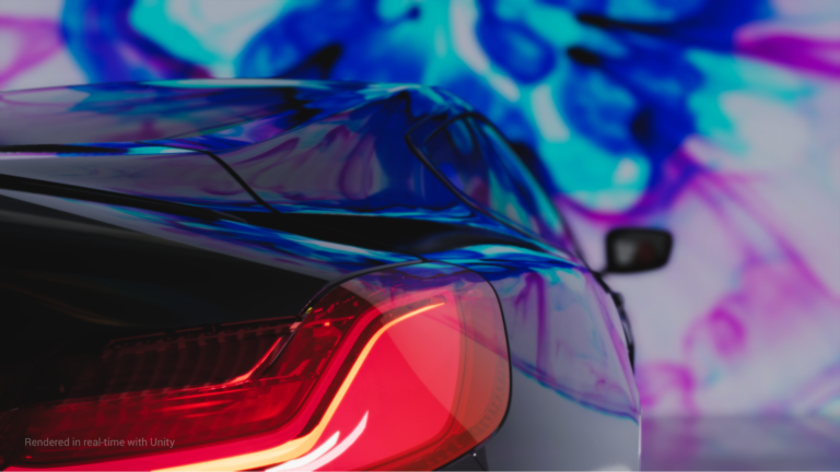 Offizielle Unity-Rendergrafik der BMW-Demo mit reflektierender Karosserie und Rückleuchte - Bild: Unity