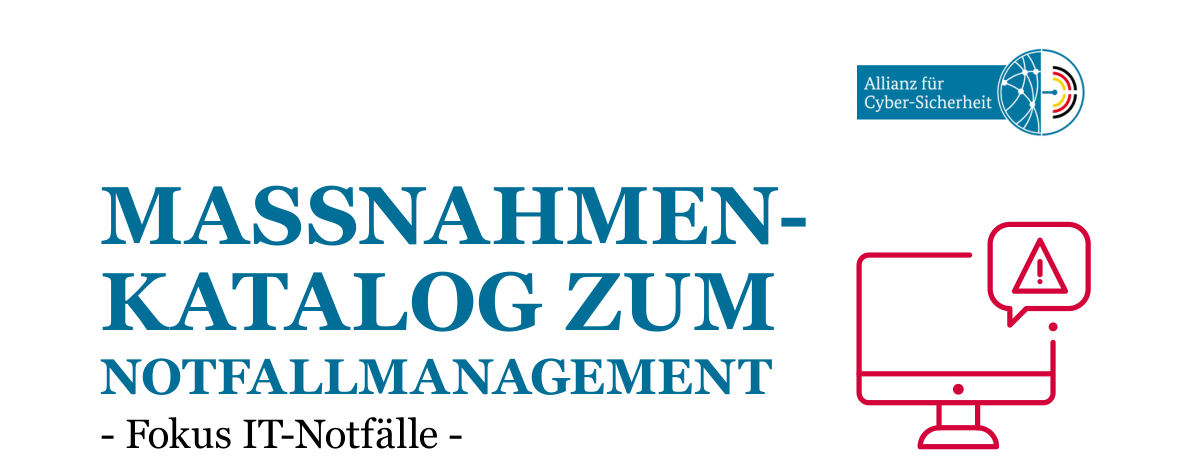 Dokumentkopf des Maßnahmenkatalogs zum IT-Notfallmanagement mit Stand September 2019 - Bild: BSI / Allianz für Cyber-Sicherheit