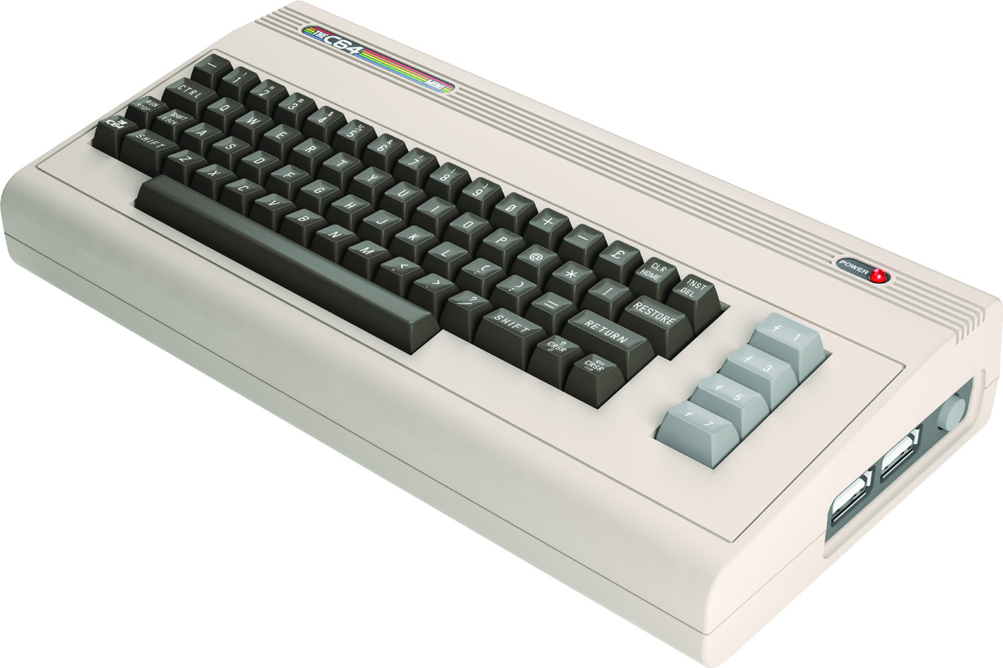 Offizieller THEC64-Mini-Konzeptentwurf aus dem Herstellerproduktblatt vom September 2017, keine Testaufnahme - Bild: Retro Games Ltd.