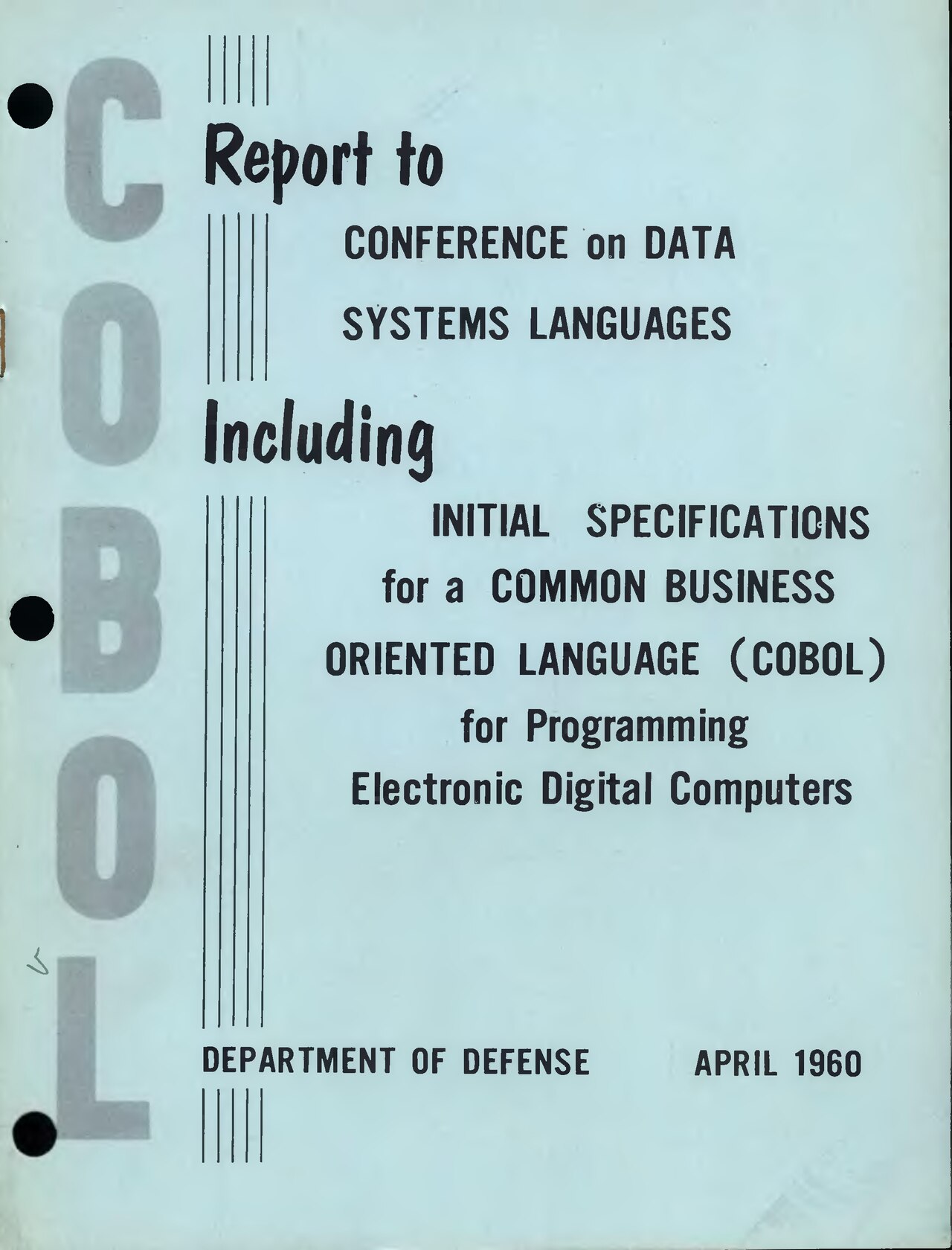 Cover des COBOL-60-Reports, der ersten offiziellen Sprachspezifikation von 1960