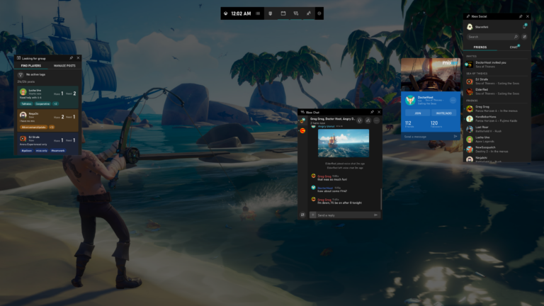 Xbox Game Bar mit Freundesliste und Chat im Mai 2019, kein Konsolen-Begleiter-Screenshot - Bild: Xbox Wire
