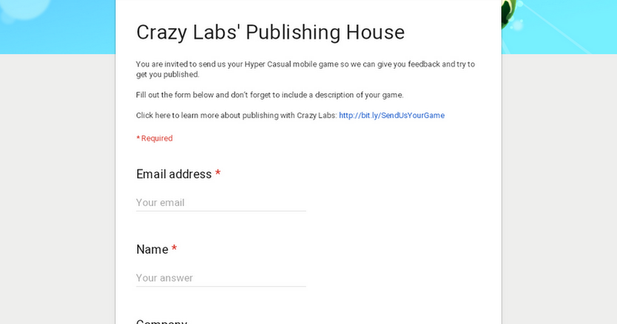Undatiertes Vorschaubild des verlinkten Publishing-Formulars, keine Darstellung der Bonusbedingungen - Bild: CrazyLabs