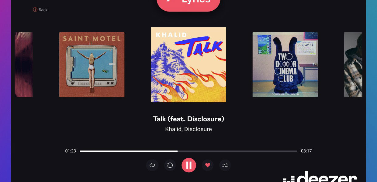 Deezer-Xbox-App mit Lyrics-Schaltfläche - Bild: Deezer