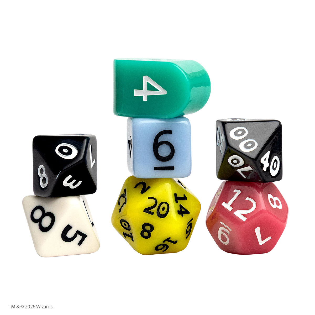 Dungeons & Dragons Disability Pride Dice Set mit gut lesbaren Würfeln - Bild: Sirius Dice