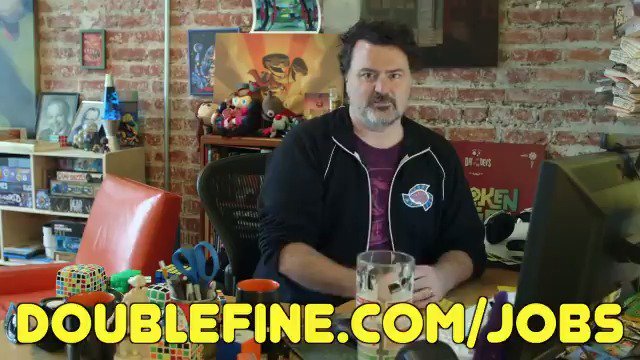 Szene aus dem offiziellen Recruiting-Video von Double Fine mit Hinweis auf die Jobseite - Bild: Double Fine Productions