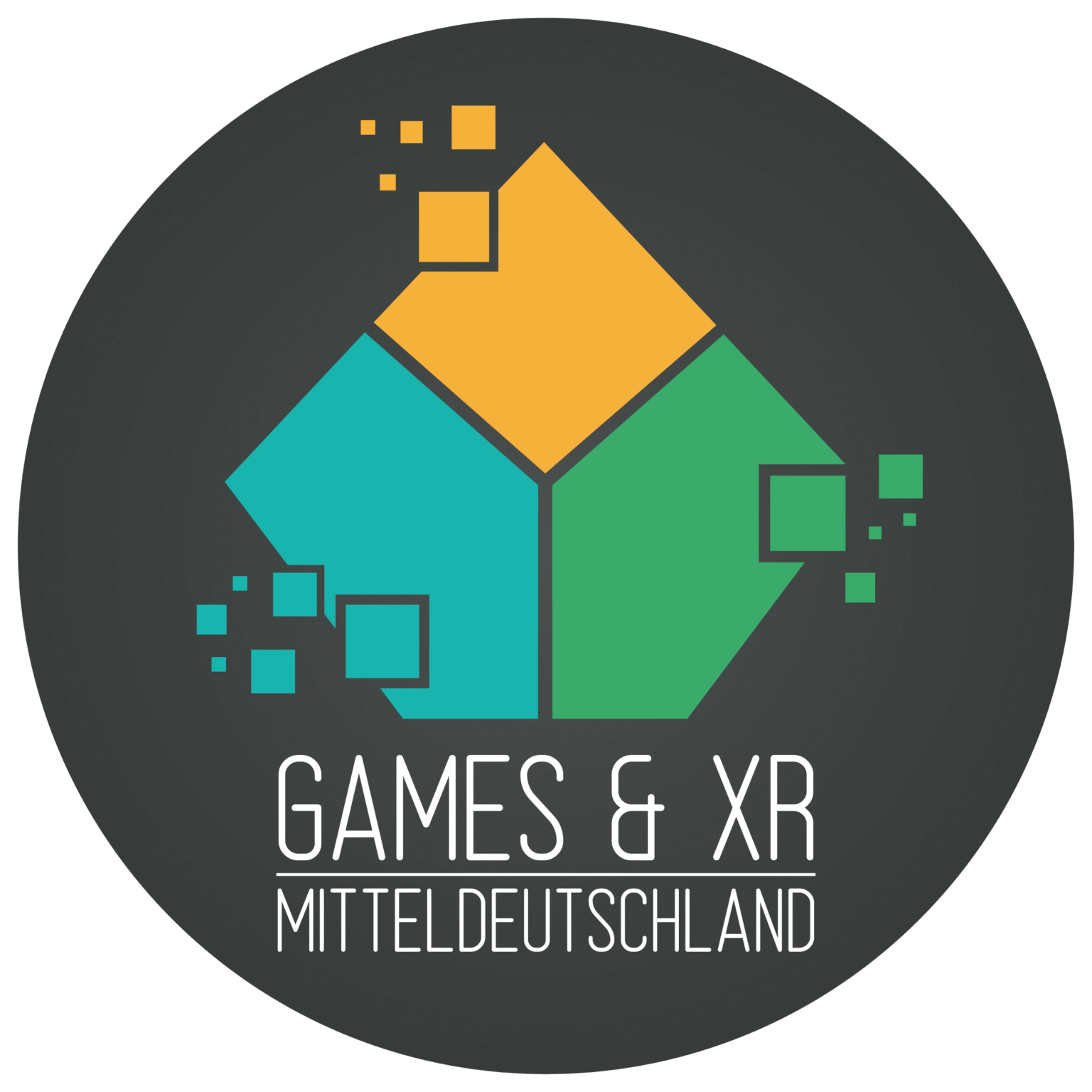 Offizielles Logo von Games & XR Mitteldeutschland, Illustration zum regionalen Gemeinschaftsauftritt - Bild: Games & XR Mitteldeutschland / Indie Arena Booth