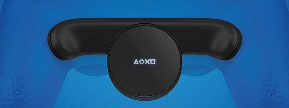 Produktgrafik des DualShock-4-Rücktastenmoduls mit runder Anzeige - Bild: Sony Interactive Entertainment