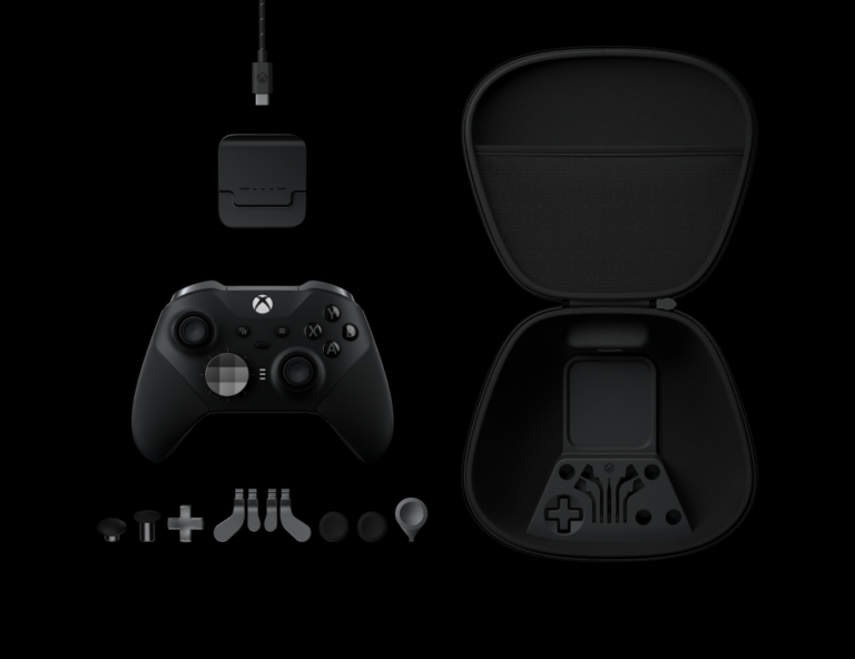 Xbox Elite Controller Series 2 mit Ladestation, Transportcase und austauschbarem Zubehör - Bild: Microsoft