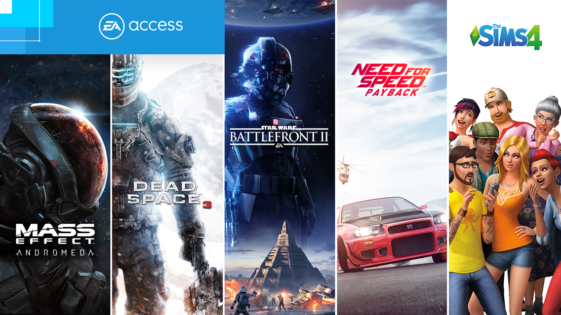 Offizielles EA-Access-Herbstmotiv 2017 mit Andromeda, Dead Space 3, Battlefront II, Need for Speed Payback und Die Sims 4 - Bild: Electronic Arts