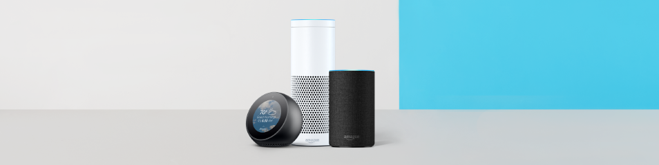 Echo Spot und Echo-Lautsprecher im offiziellen Amazon-Motiv von 2017, Symbolbild, keine Abbildung der Echo Buttons - Bild: Amazon