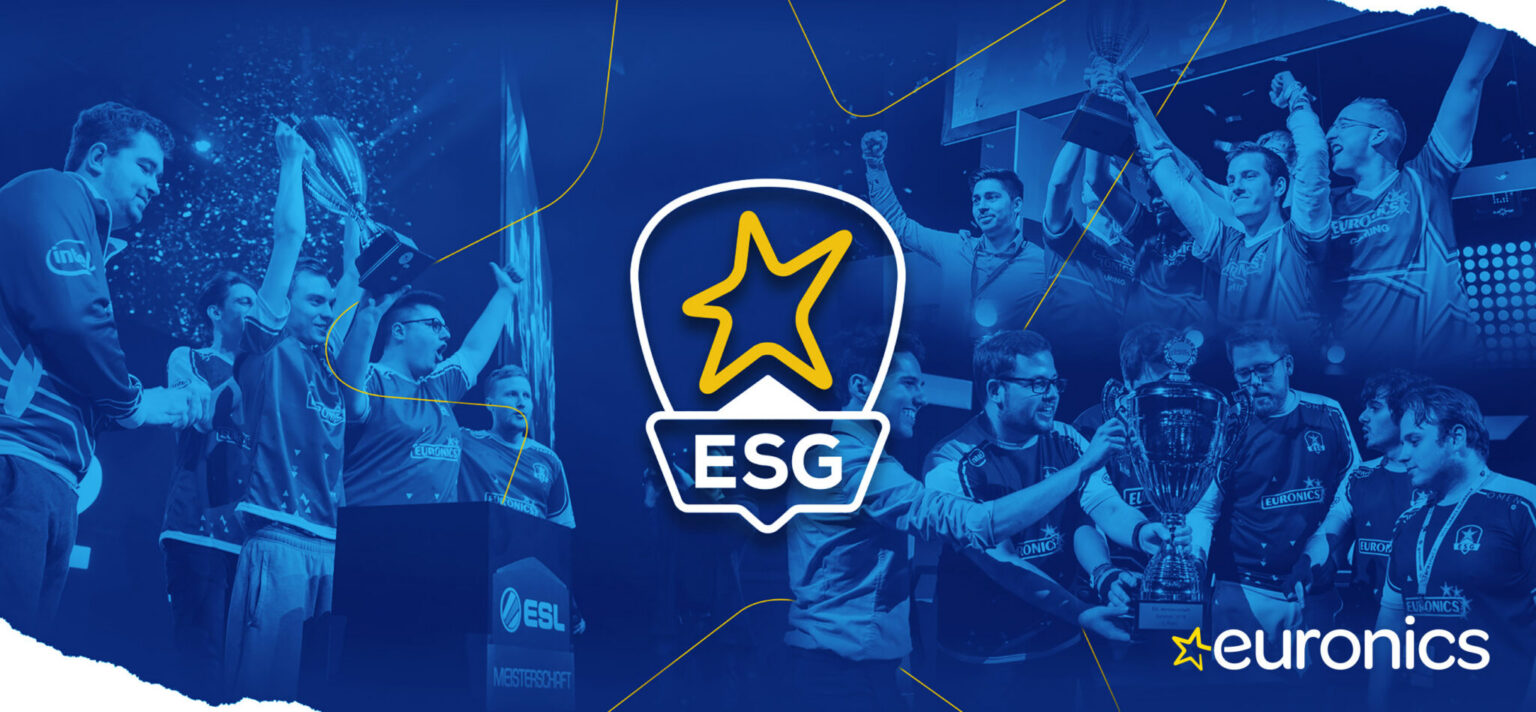 Offizielle Collage mit ESG-Teams, Pokalen und Euronics-Gaming-Logo - Bild: EURONICS Deutschland eG