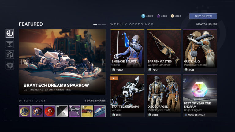 Angekündigte Eververse-Shopoberfläche für Destiny 2 im Mai 2019 - Bild: Bungie
