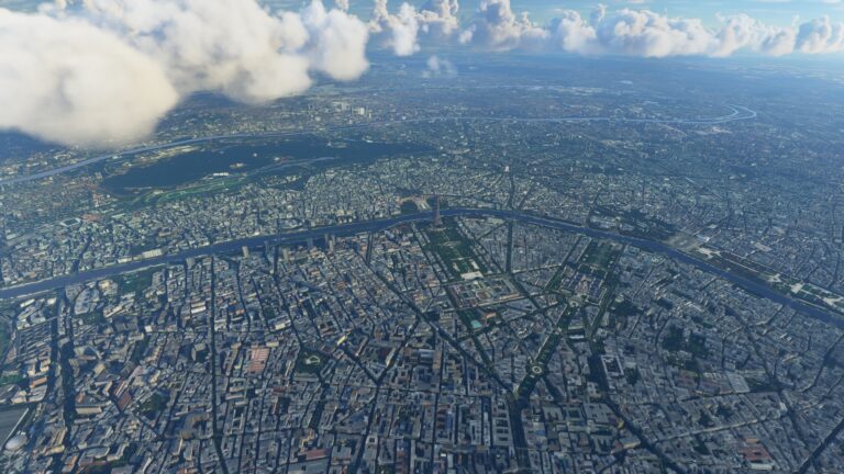 Paris aus der Luft in einer Vorabversion des Flight Simulators von 2019 - Bild: Microsoft